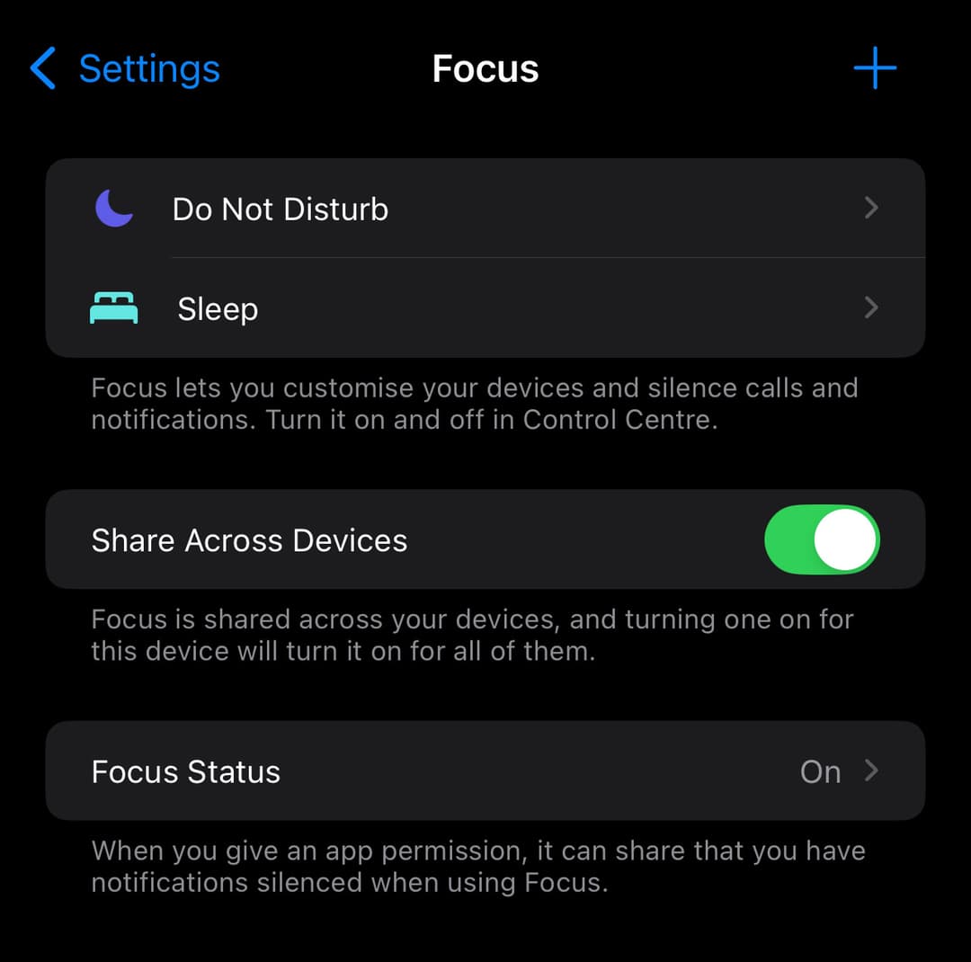 iOS Focus Modes