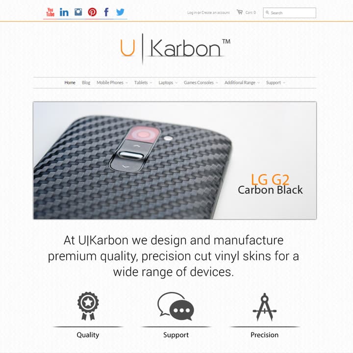 The UKarbon Shopify storefront homepage